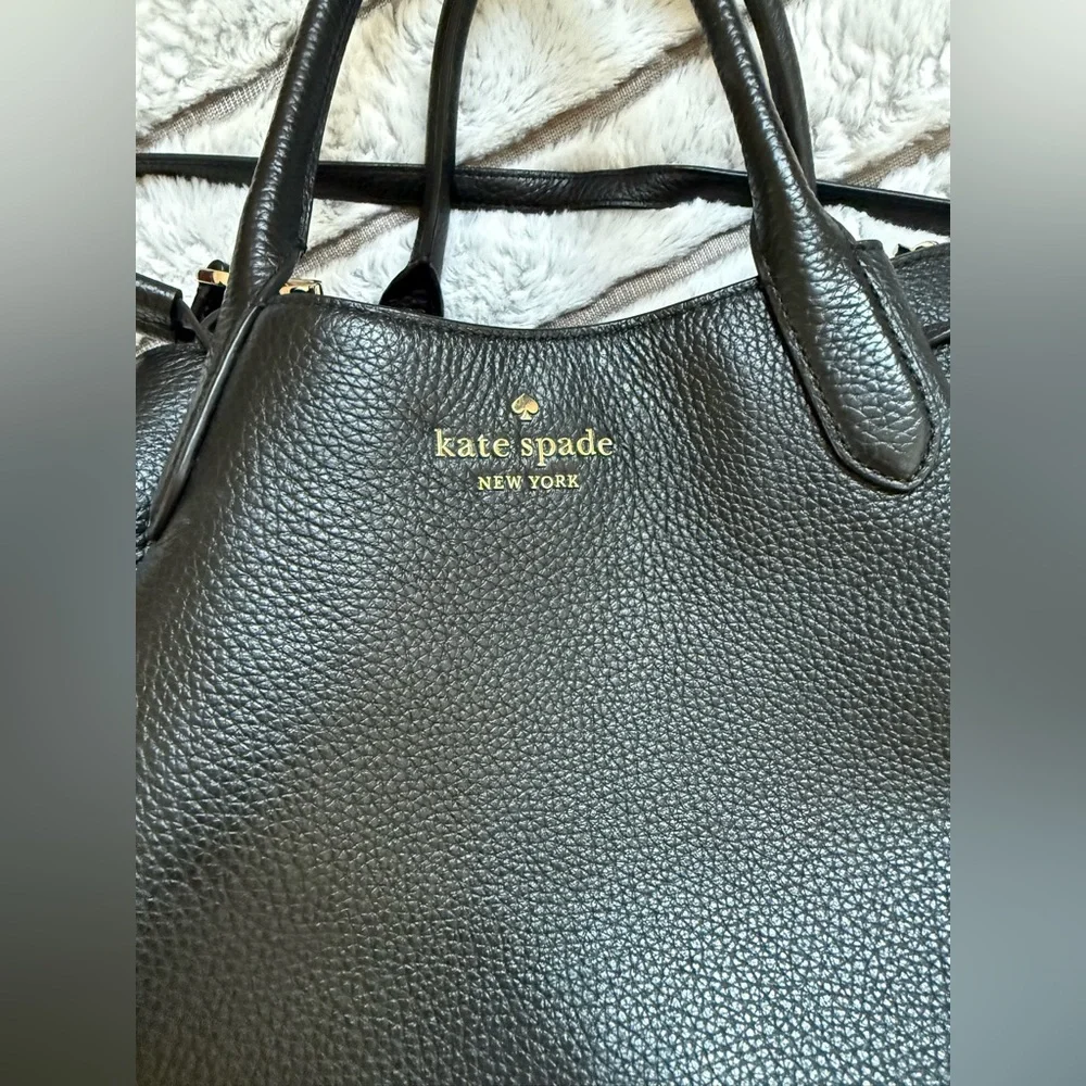 kate spade Black Pebbled Leather Tote with Top Handles - Picture 2 of 8
